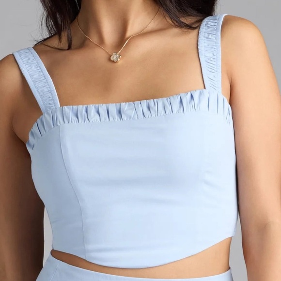 Windsor Tops - Windsor Classy Cutie Poplin Crop Top L Large NWT zipper